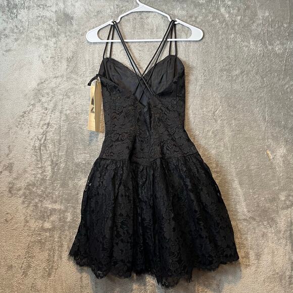 Vintage‎ Black Lace Mini Sequins Dress Romantic Gothic Deadstock New Sz 6 Punk - Picture 4 of 8